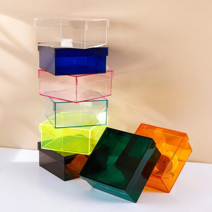 Colourful Acrylic Storage Organiser Box With Lid