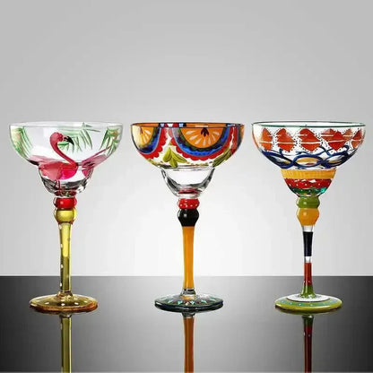 Handcrafted Colorful Margarita Cocktail Glass – Perfect for Home Bars & Weddings