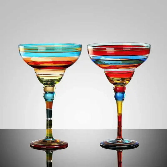 Handcrafted Colorful Margarita Cocktail Glass – Perfect for Home Bars & Weddings