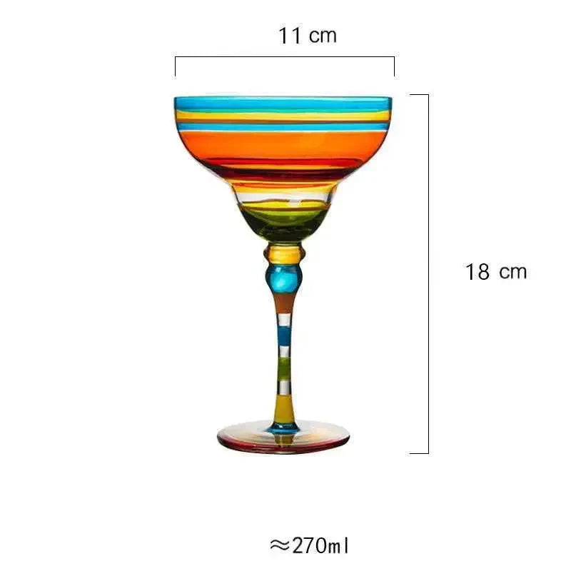 Handcrafted Colorful Margarita Cocktail Glass – Perfect for Home Bars & Weddings