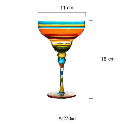 Handcrafted Colorful Margarita Cocktail Glass – Perfect for Home Bars & Weddings