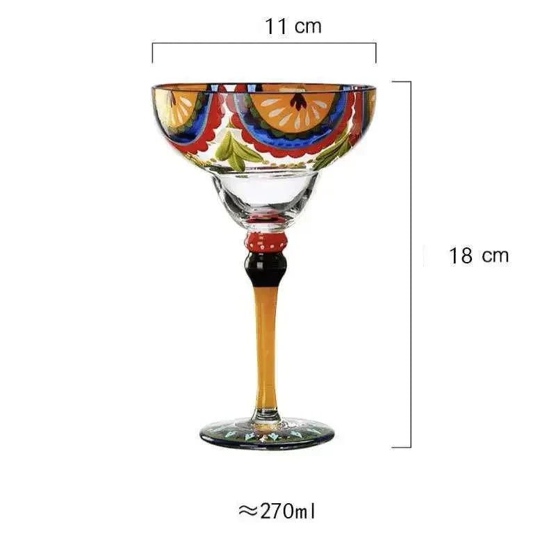 Handcrafted Colorful Margarita Cocktail Glass – Perfect for Home Bars & Weddings