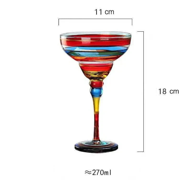 Handcrafted Colorful Margarita Cocktail Glass – Perfect for Home Bars & Weddings