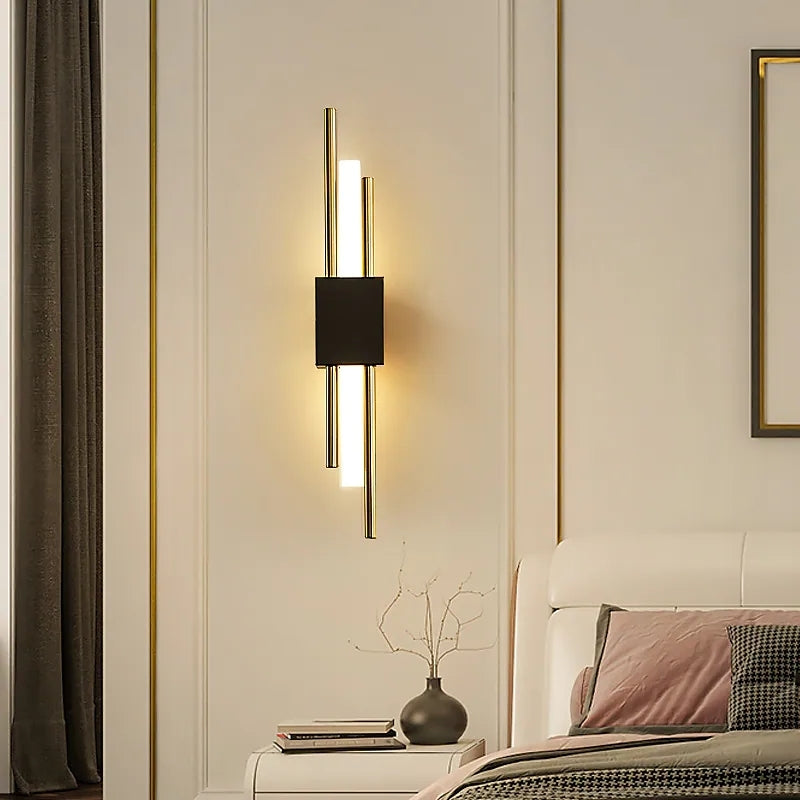 LuminArt - Stylish Black/Gold LED Wall Lamp for Bedroom