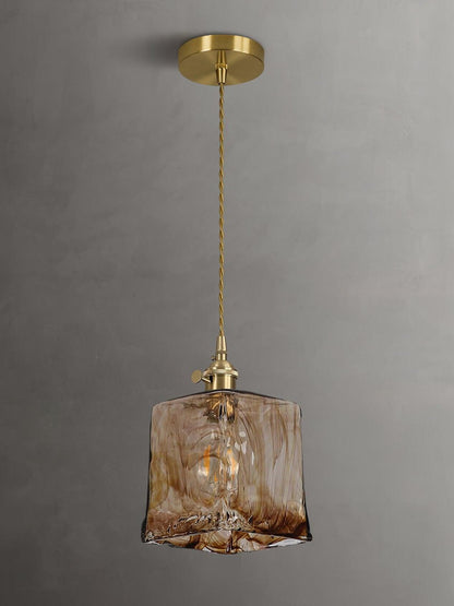 Brass Amber Glass Pendant Light lamp