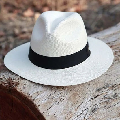 Traditional Ecuador Panama hat with classic hatband