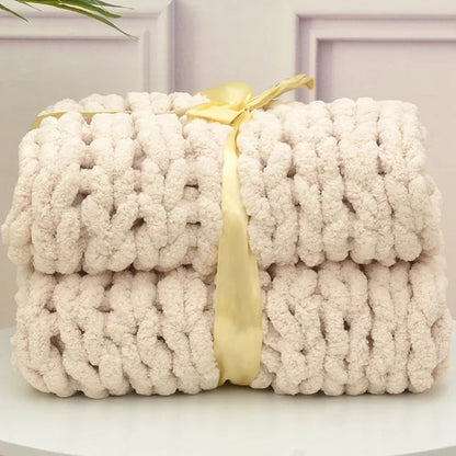 Chunky Hand Knitted Blanket - Soft, Cozy & Stylish Home Decor