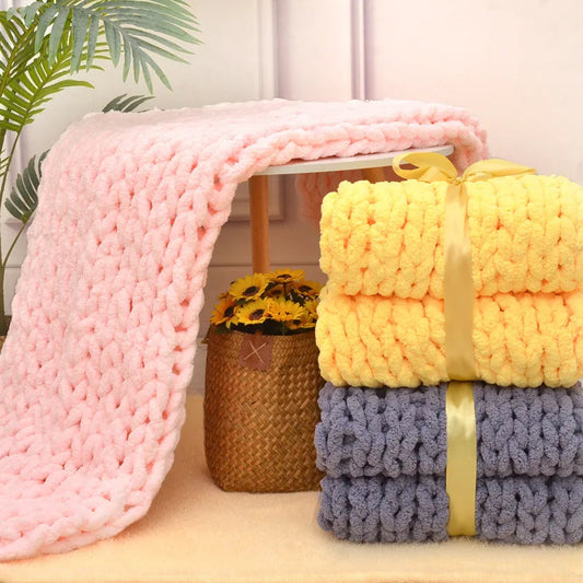 Chunky Hand Knitted Blanket - Soft, Cozy & Stylish Home Decor