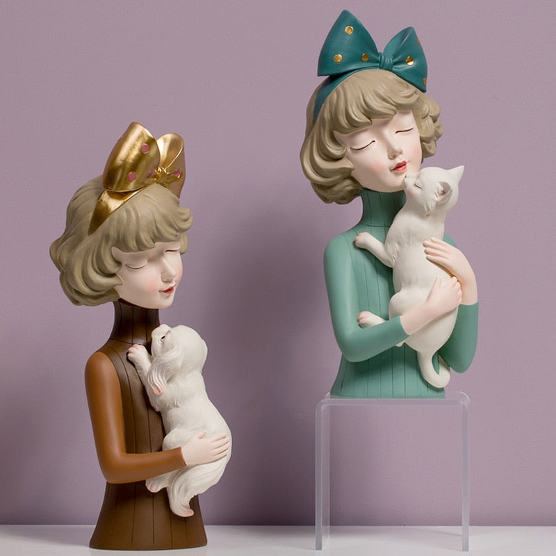 Pet Lover Girl Sculpture