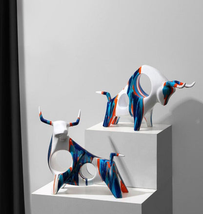 Bull Decorative Sculpture in Oil Paint Resin