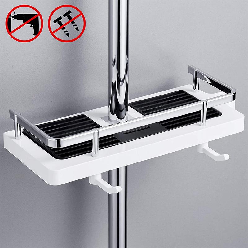 No Drilling Bathroom Pole Shower Storage Rack Holder