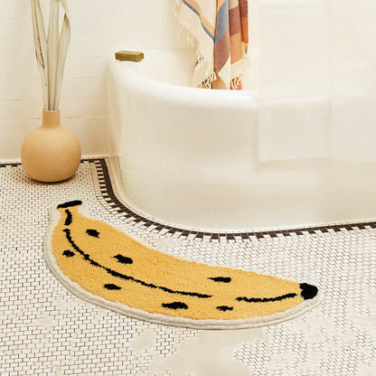 Banana Microfiber Tufted Bathroom Mat – Water-Absorbent, Non-Slip, Tropical Style for Cozy Bathrooms