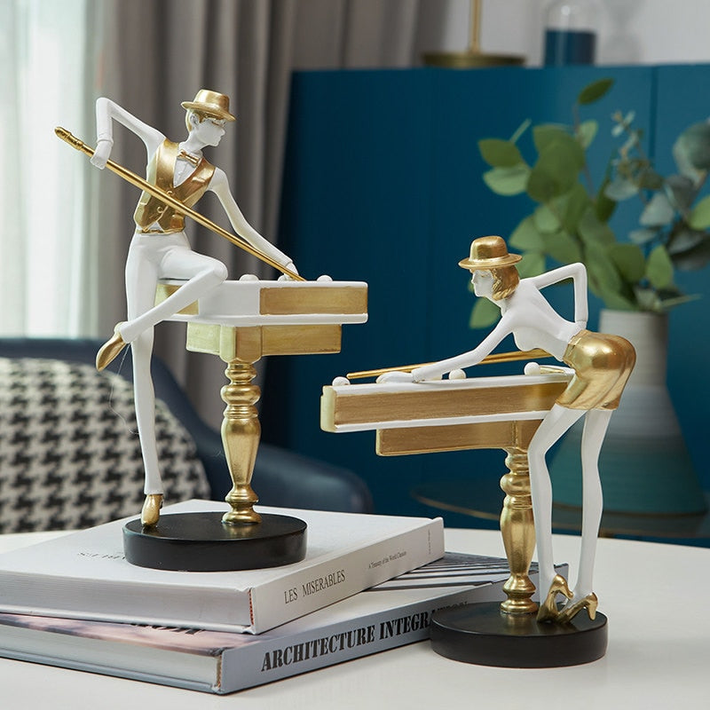 Abstract Golden Snooker Player Figurines