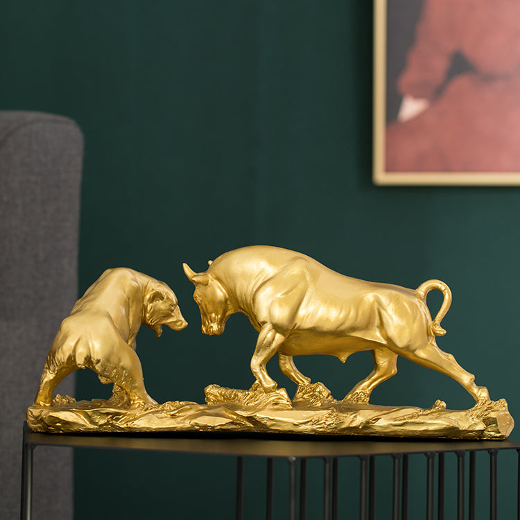 Golden Bull & Bear Statues