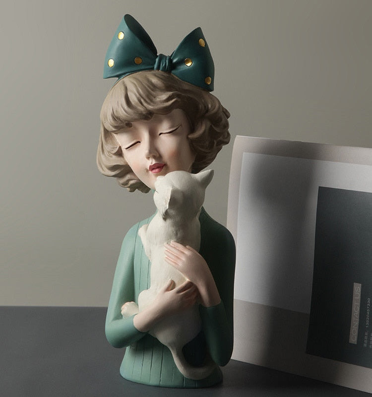 Pet Lover Girl Sculpture