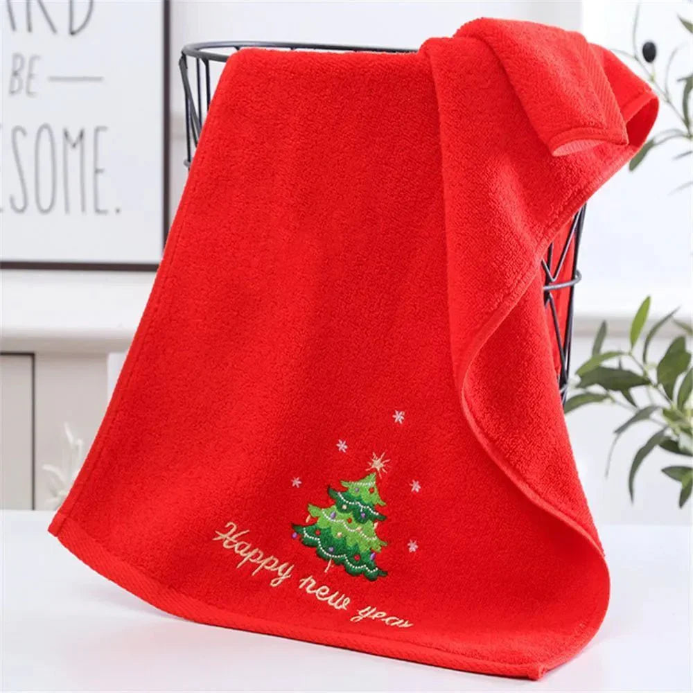 Embroidered Fleece Christmas Bath Towel