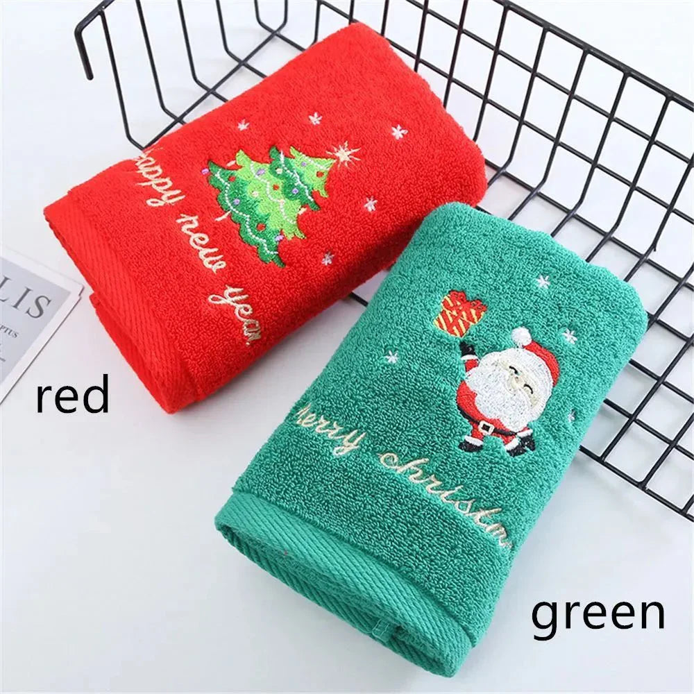 Embroidered Fleece Christmas Bath Towel