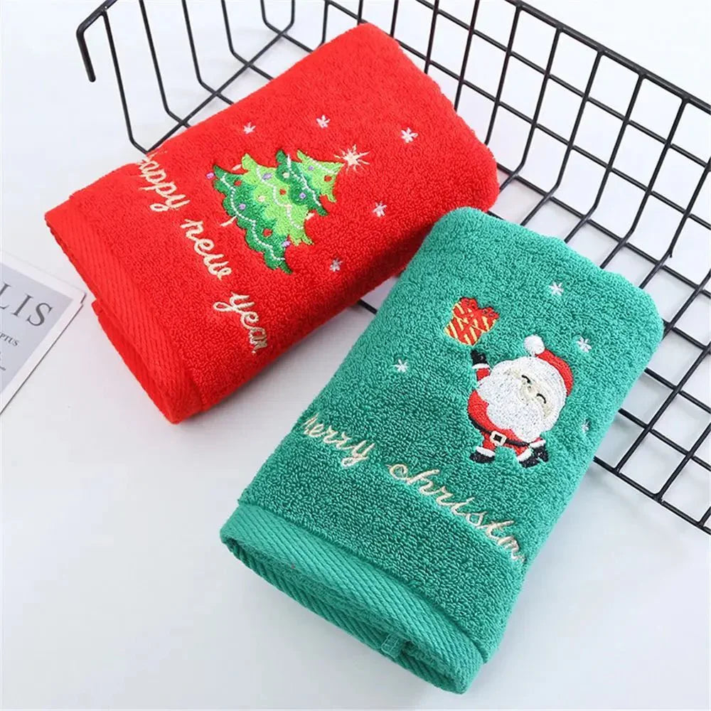 Embroidered Fleece Christmas Bath Towel