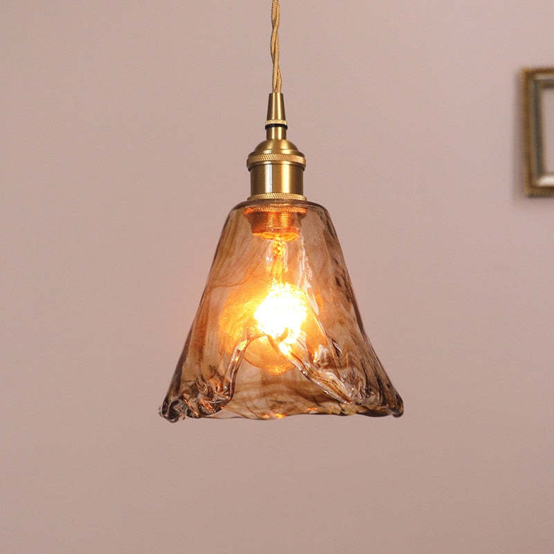 Levy Retro LED Hanging Lamps - Gold Metal and Glass for Bedroom, Living Room, Dining Room