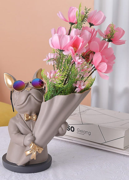 Cool Frenchie Statue Vase