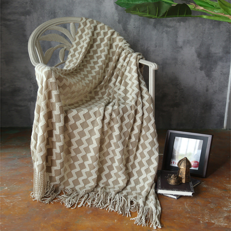 Zig Zag Fringe Chenille Blanket