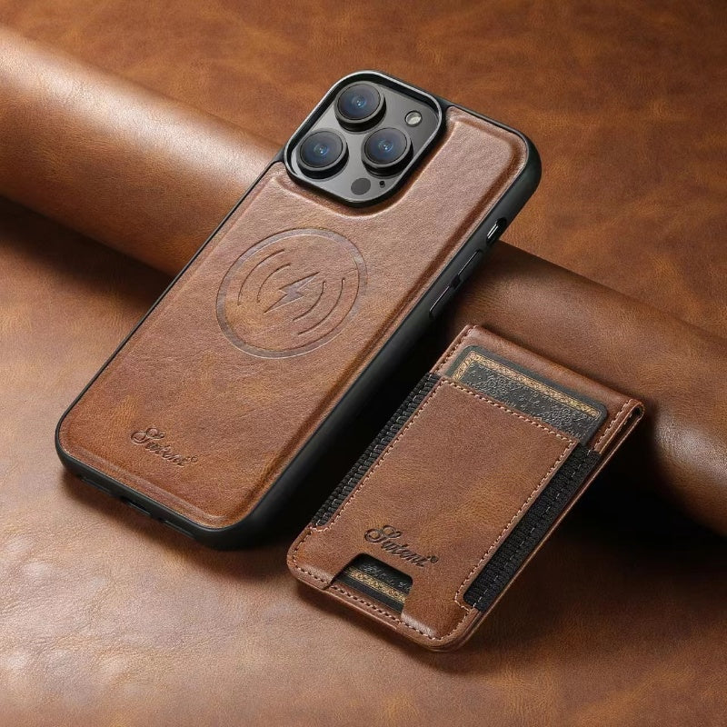 Leather Card Holder iPhone Case: Magsafe, Wireless Charging (Compatible With Magsafe)