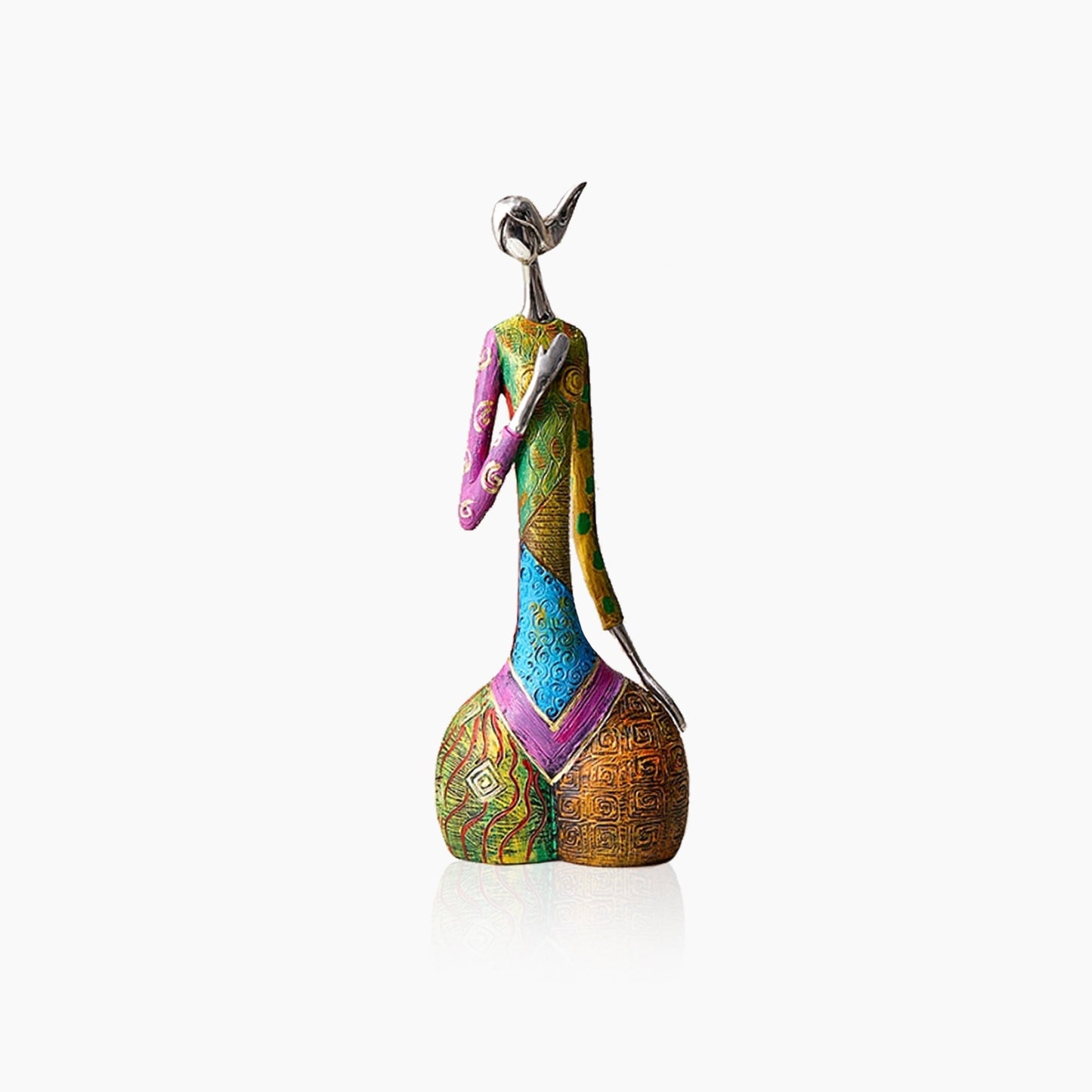 Abstract Painted African Woman Figurine Statue