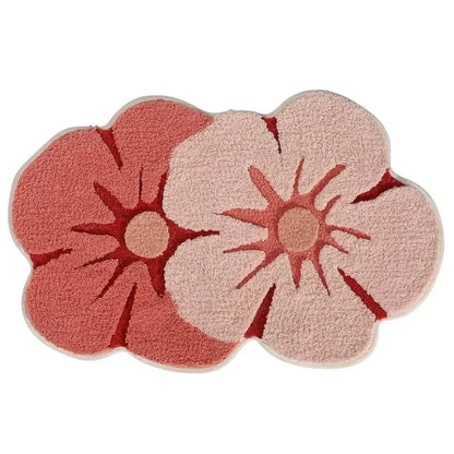 Fluffy Floral Design Bathmat