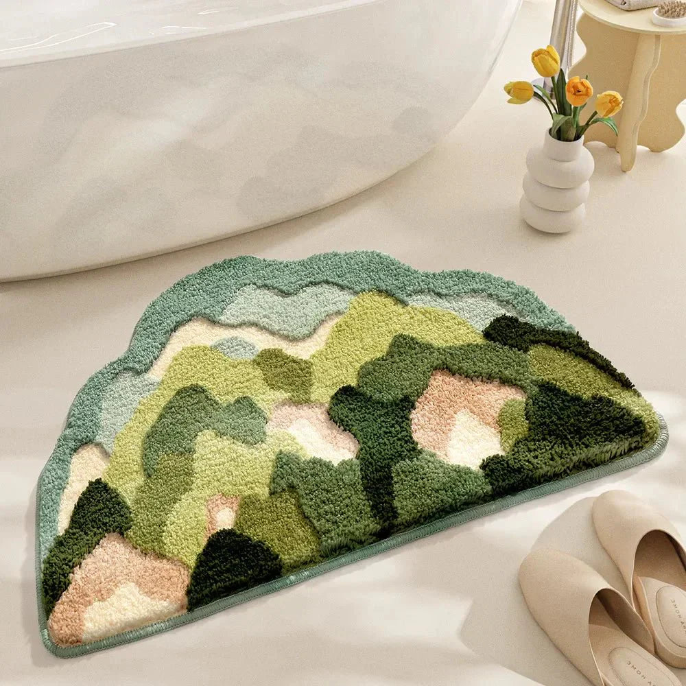 Fluffy Floral Design Bathmat