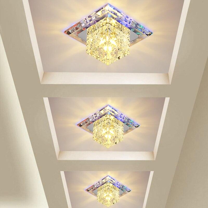 Flush Mount Aisle Crystal Square Ceiling Lights LED 3W/5W Modern