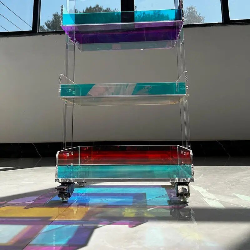 Four Tier Iridescent Acrylic Storage Trolley