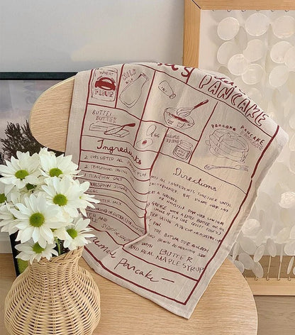 French Printed Recipe Tea Towel