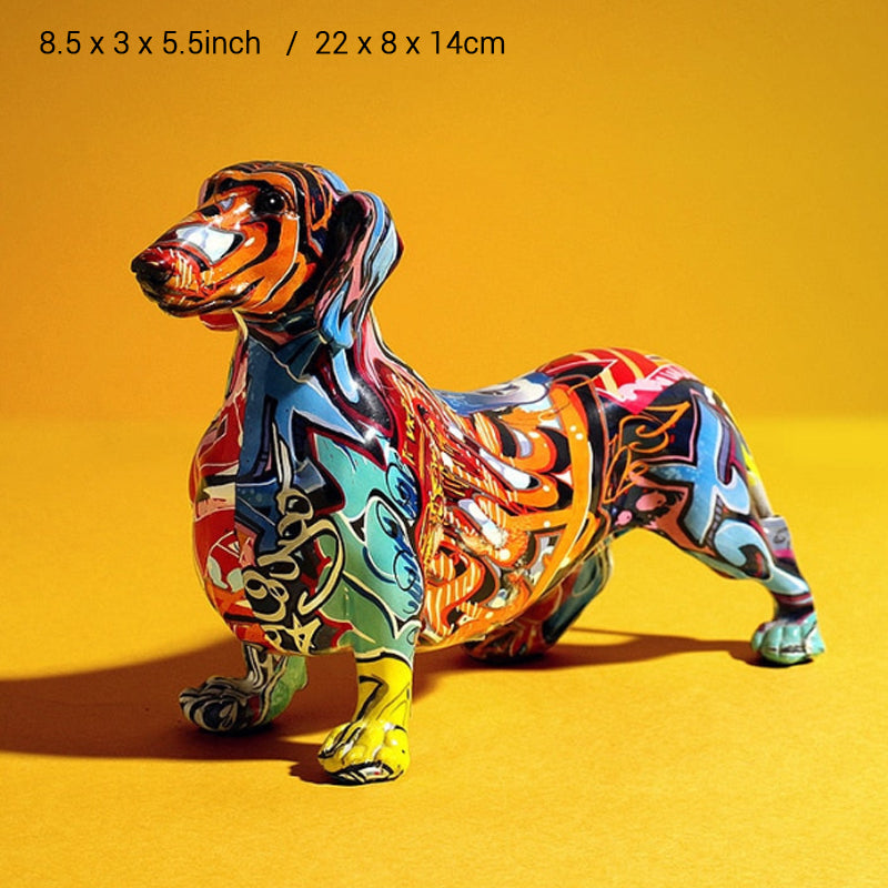 Graffiti Painted Dachshund Dog Sculpture