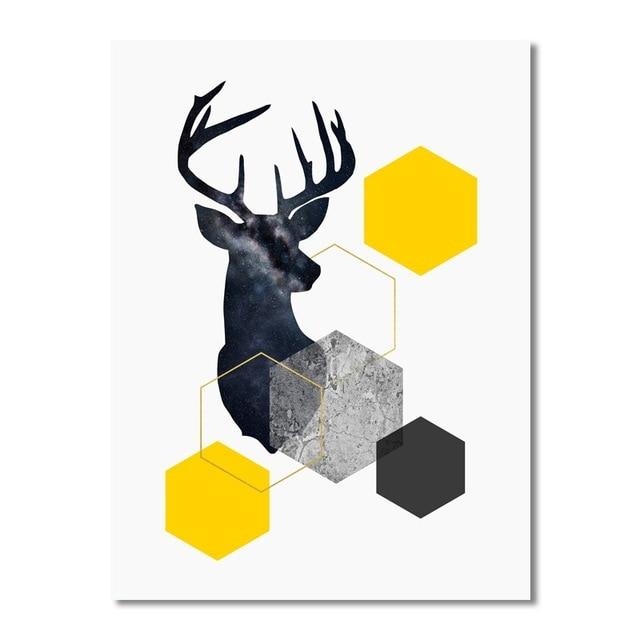 Geometric Nordic Style Starry Abstract Deer Wall Art Print Picture Canvas Painting Poster Unframed