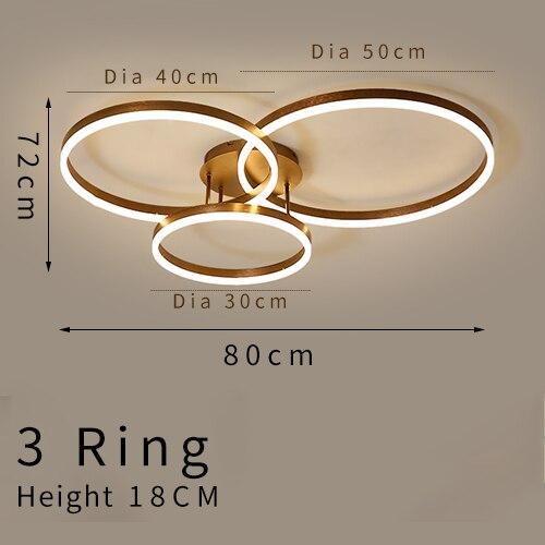 Gold Circular LED Rings Ceiling Light Chandelier