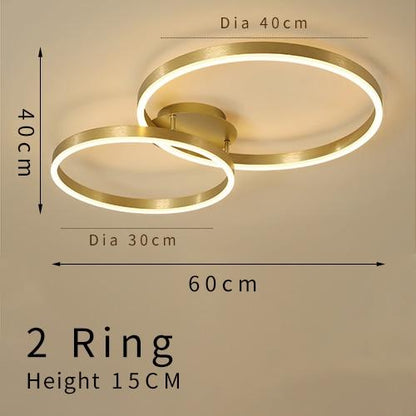 Gold Circular LED Rings Ceiling Light Chandelier