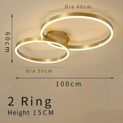 Gold Circular LED Rings Ceiling Light Chandelier