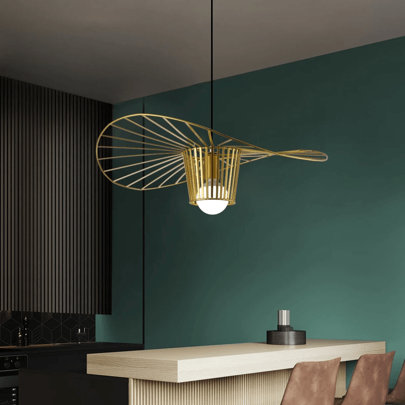 Minimalist Straw Hat Pendant Light