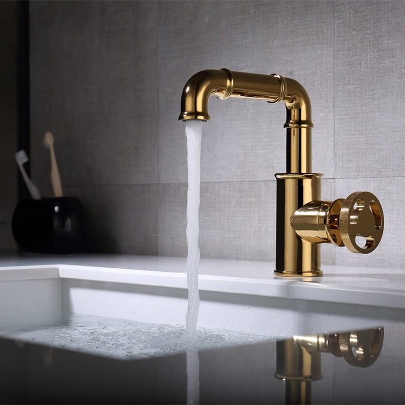 Miravique Brass Rotary Handle Bathroom Faucet