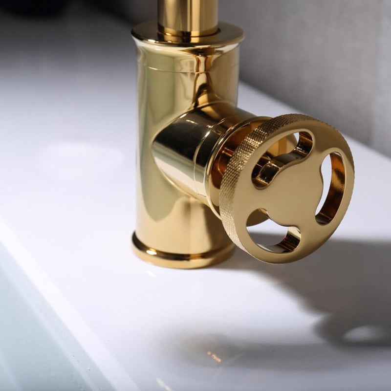 Miravique Brass Rotary Handle Bathroom Faucet