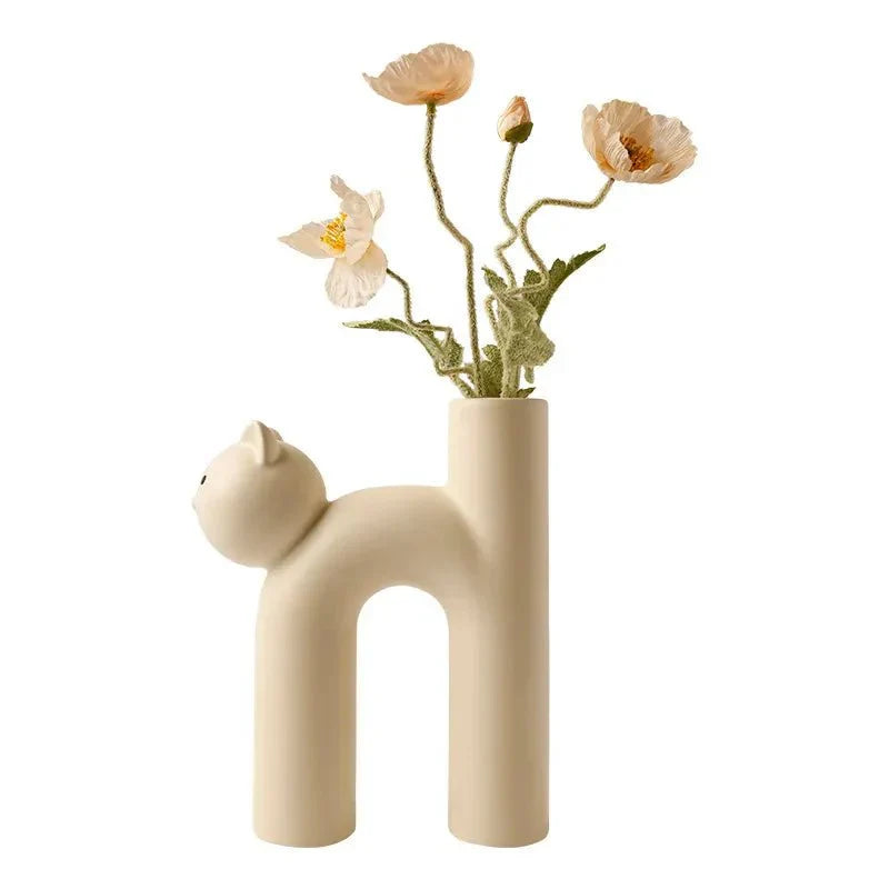 H-Shaped Cat Vase Decoration