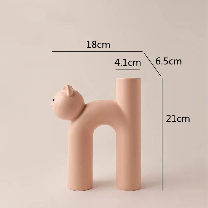 H-Shaped Cat Vase Decoration