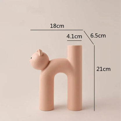 H-Shaped Cat Vase Decoration