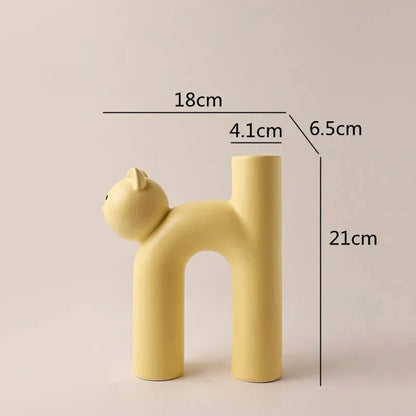 H-Shaped Cat Vase Decoration