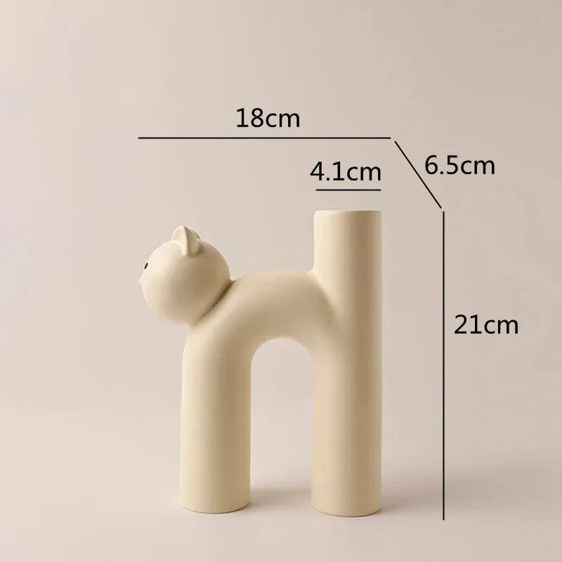 H-Shaped Cat Vase Decoration