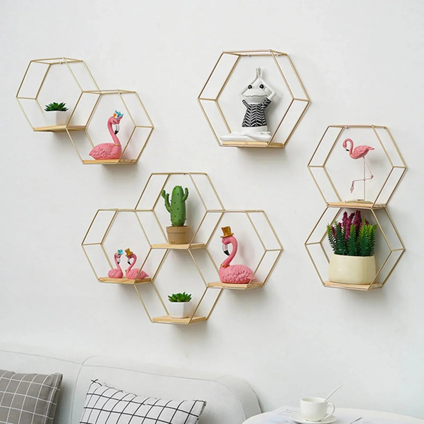 Hexagon Shaped Floating Wall Shelves