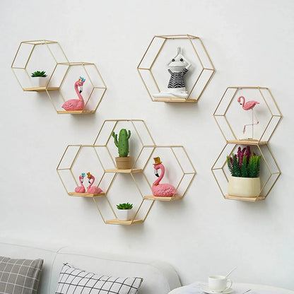 Hexagon Shaped Floating Wall Shelves