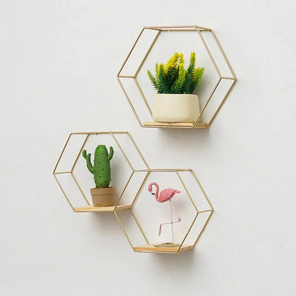 Hexagon Shaped Floating Wall Shelves