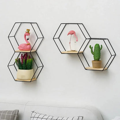 Hexagon Shaped Floating Wall Shelves