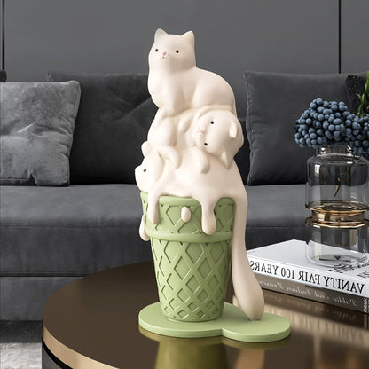 Ice Cream Melting Cat Sculpture